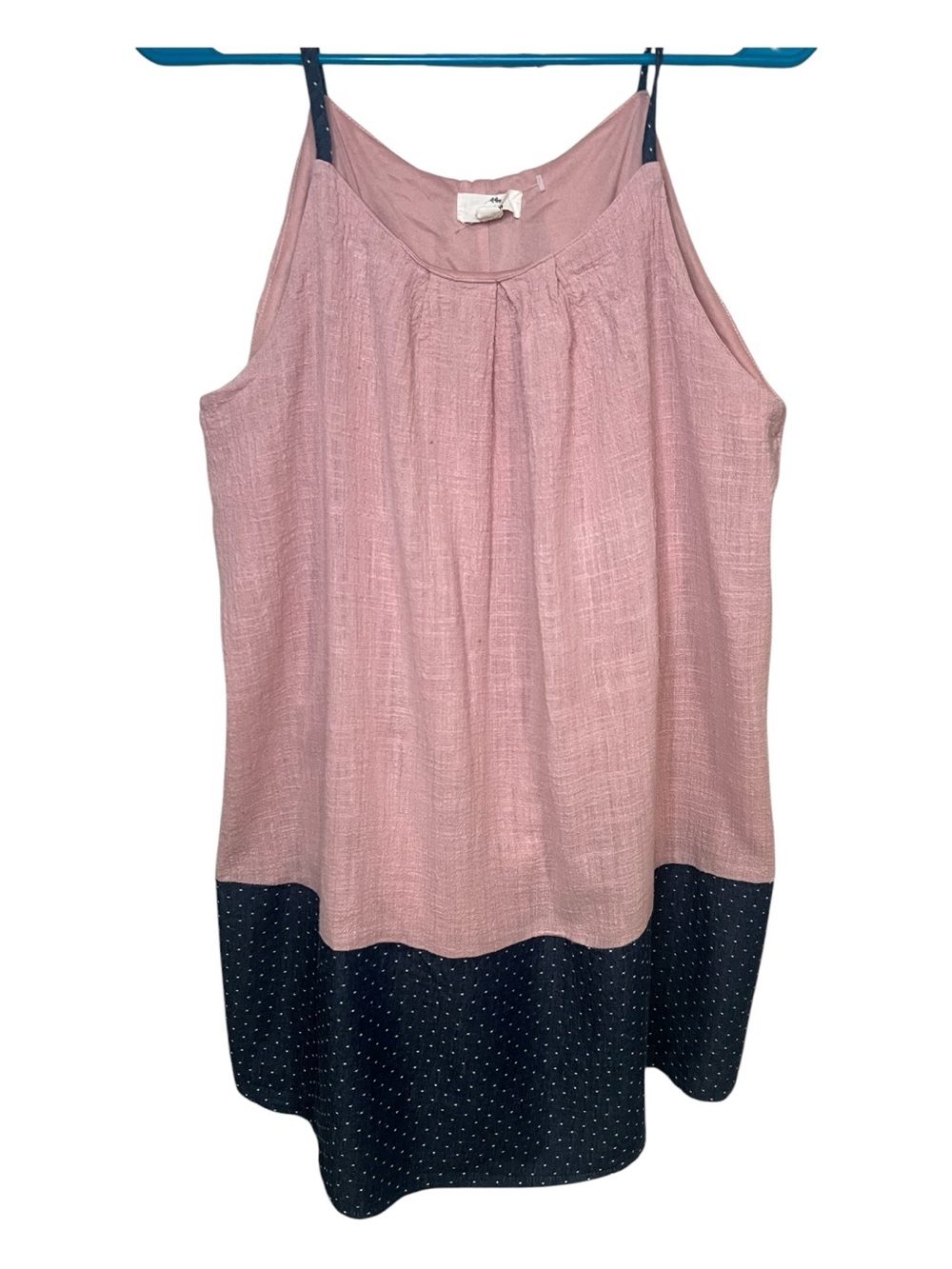 entro Pink and Navy Polka Dot Midi Dress Size M